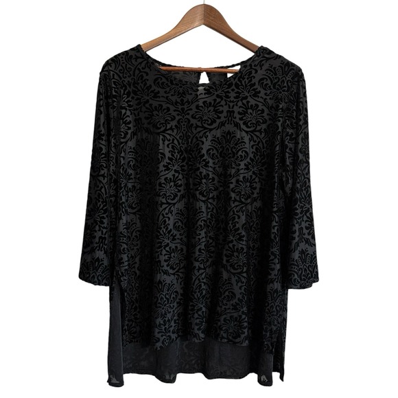 Cato Tops - Cato top womens 14/16 black floral velvet burnout whimsigoth witchy gothic tunic